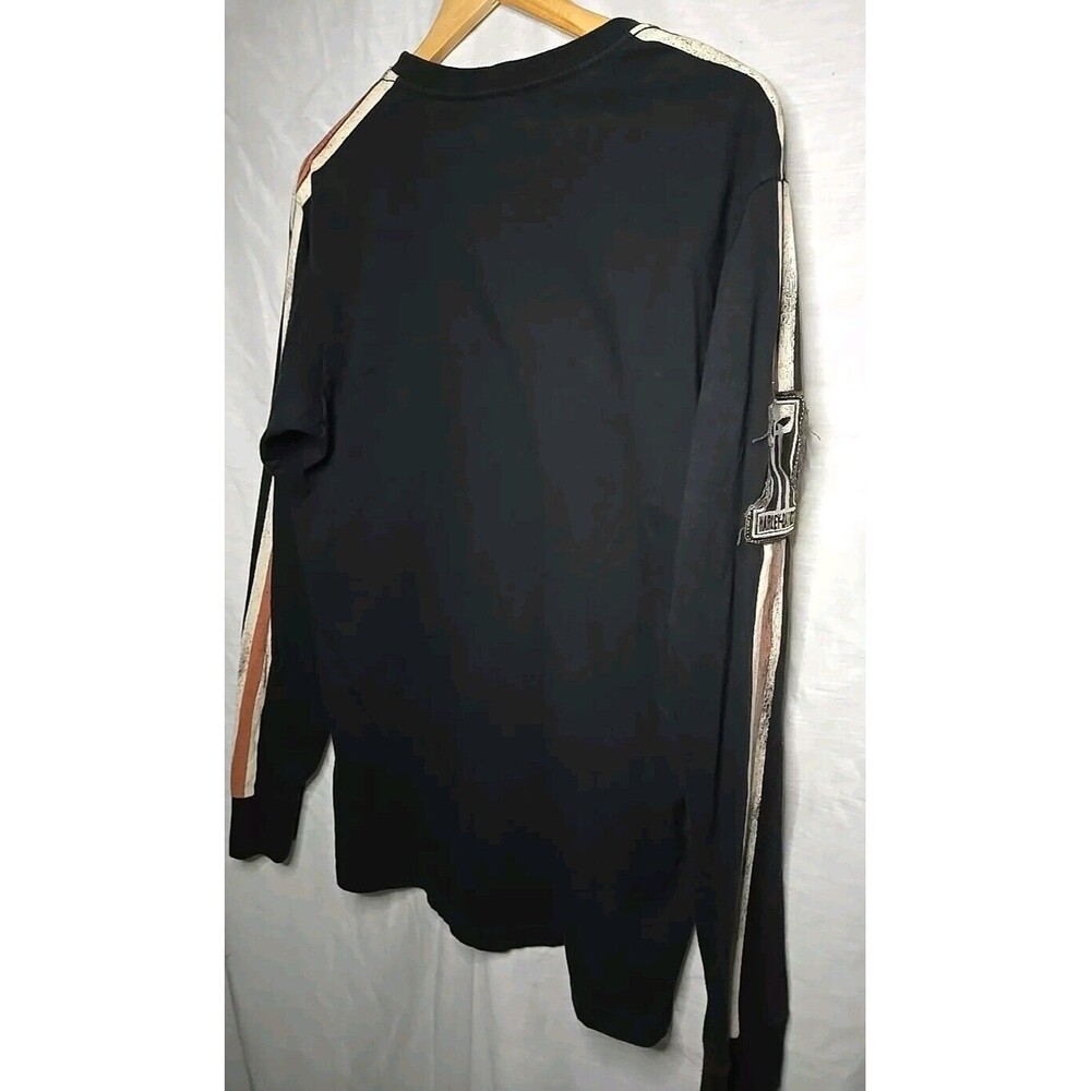 Harley Davidson Mens Shirt, Sz Large Black Orange White Stripe No. 1 Patch - Picture 9 of 9